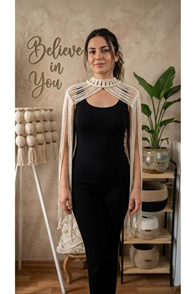 Zuviel Deco Handmade Macramé Shoulder Cape, Shoulder Accessory, Pareo