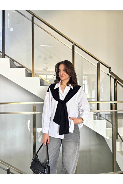 Sude Kızanlıklı Shawl Tie Detailed Design Shirt