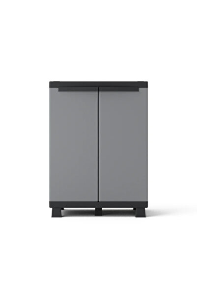 Spaceo Πλαστικό ντουλάπι χαμηλό, 91,5 x 68 x 39 cm, 1 ράφι, γκρι