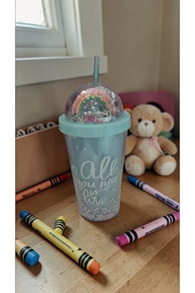 FAMEMUS ACCESSORY Quality Lightless Glass Water Bottle with Straw
