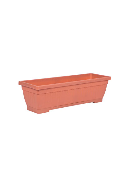 OEM Jardiniera Verbaena, cu farfurie, plastic, lungime 60 cm, maro teracota