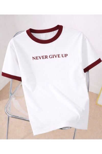 COHERENT Unisex Bărbați/Femei NEVER GIVE UP Special cu imprimeu supradimensio...