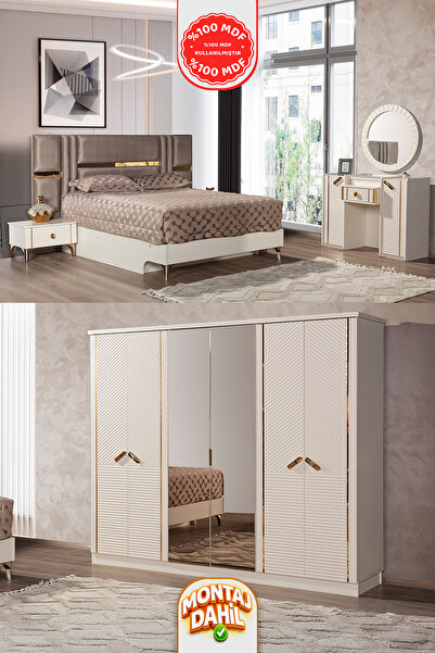 İMBAŞ Alisya Gold Yatak Odası Takımı %100 MDF - Bazalı