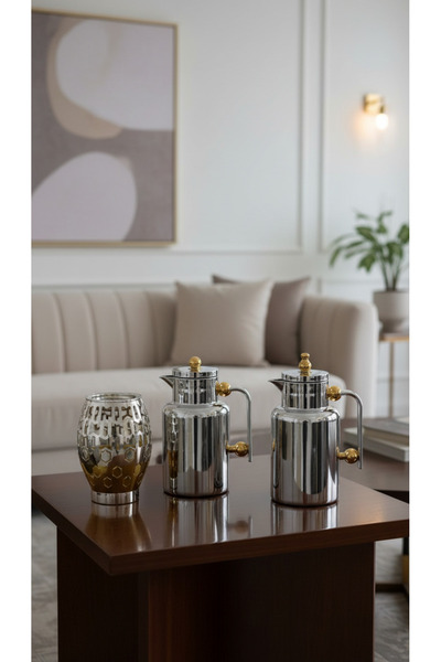 Generic طقم ضيافة راقية مكون من طقم ترامس شاي وقهوة + مبخرة بخور