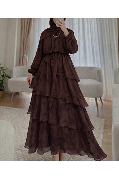 ENS Kat Kat şifon Elbise Kahverengi