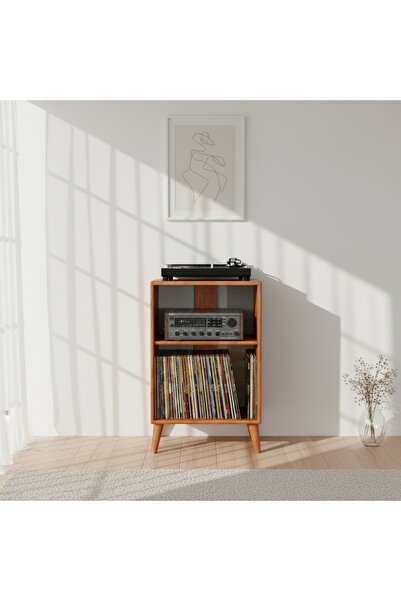 Zecir Ahşap Pikap Sehpası ve Plak Depolama Alanı, Gerçek Çam Ağacı, Lüks Tasarım