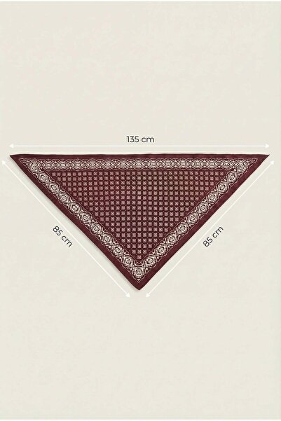 Spazio Bordo Etnik Desenli 135x85 Üçgen Eşarp BORDO