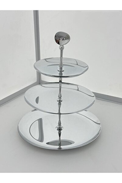aljahwari Luxury Polished Stainless Steel 3-Tier Serving Stand
