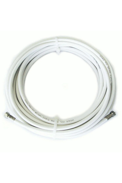 OEM Cablu TV, coaxial, cu mufe, tip F, RG6CU, 10 metri, metal/plastic, alb