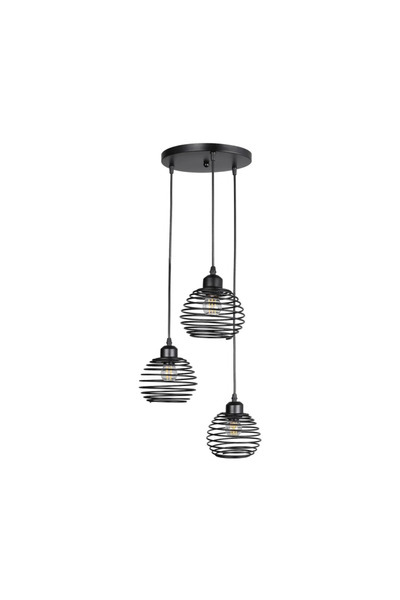 OEM Υπέροχο μενταγιόν, 3 x E27, στρογγυλό, μαύρο, μεταλλικό