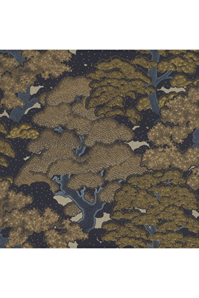 OEM Ταπετσαρία βινυλίου, φυτικό μοτίβο, μπλε/χρυσό, ρολό 10 x 0,53 μέτρα