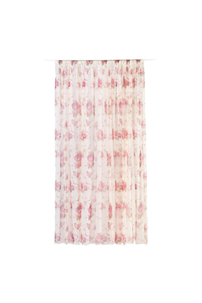 OEM Perdea din voal 400 x 245 centimetri Aurora, model floral/vegetal, cu rej...