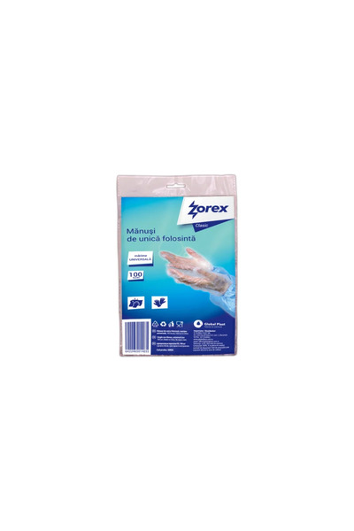 OEM HDPE household gloves, transparent, one size, set of 100 pieces, Zorex