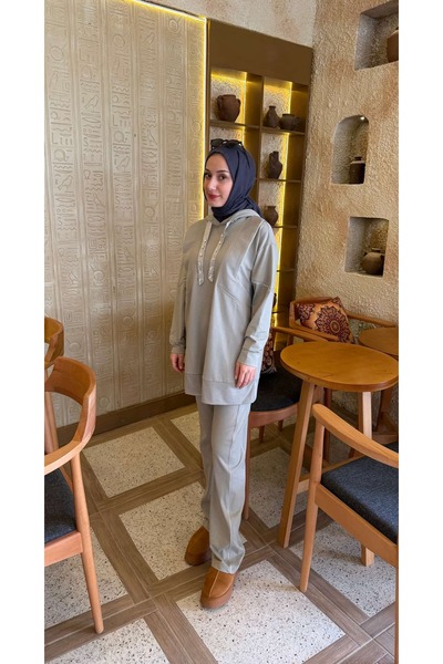 Moodbasic Bağcığı Taşlı Kapüşonlu Takım