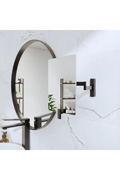 sensea Neo cosmetic bathroom mirror, telescopic arm, Ø 17 cm, black