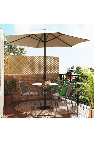 OEM Τραπέζι κήπου Elia, για 2 άτομα, ατσάλι/γυαλί, ∅ 80 x 88 cm, γκρι