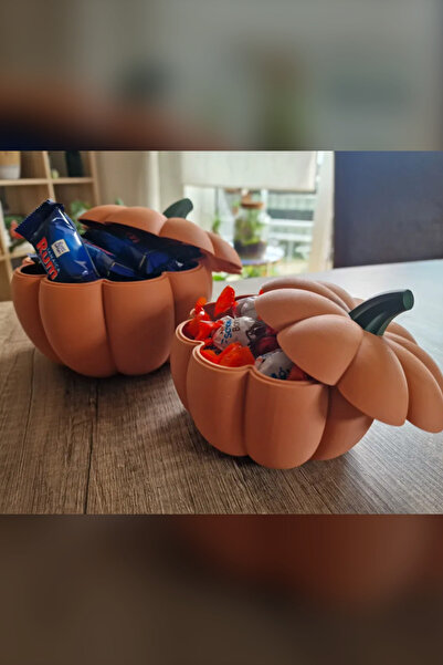 Genç 3D Balkabağı Tasarımlı Kapaklı Saklama Kutusu - Estetik Dekoratif Mutfak...