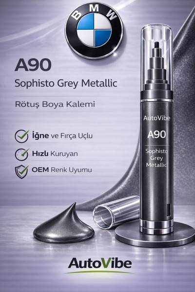 AutoVibe BMW Rötuş Boya Kalemi A90 Sophisto Grey Metallic – Sophisto Gri Metalik