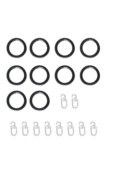 Inspire Set 10 inele metal silentioase cu clips, 19 mm, negru