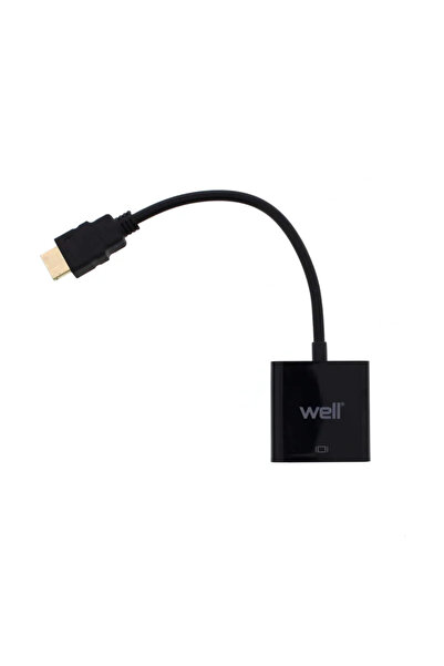 OEM Adaptor cablu HDMI Well, VGA, tata-mama, metal, negru