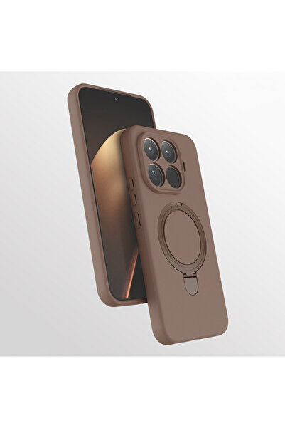 Paladyum Case 15t Pro Compatible Magsafe Stand Silicone Brown Samara Cover