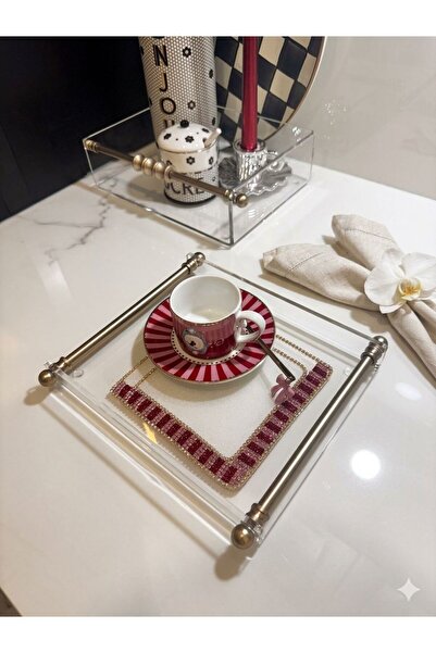 SETANO HOME Pleksi Kahve Sunum Boru Kulp Mat Gold