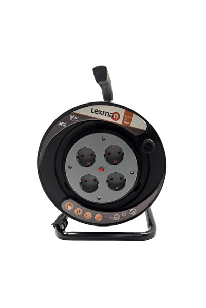 Lexman Tambur Lexman, cu maner,IP20, 4 prize, 3 x 1.5 mmp, 25 metri, negru