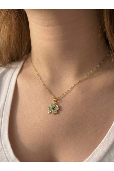 AccessoriesCınCık 316L Kararmaz Çelik Kolye Yonca Zirkon Taş Paslanmaz Kadın ...