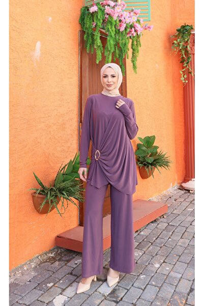 NİSUM MODA Yanı Buckled Sandy Pants Suit