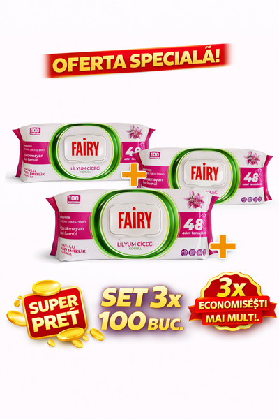 Fairy Set 3 × Șervețele Umede – Curățare Rapidă pentru Multiple Suprafețe