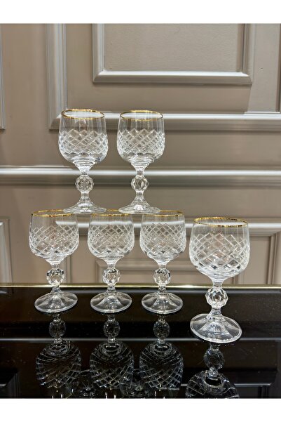 Vakıf home Bohemia Kristal Kesme El İşi Ayaklı Kahve Yanı Su Bardağı 150 ml