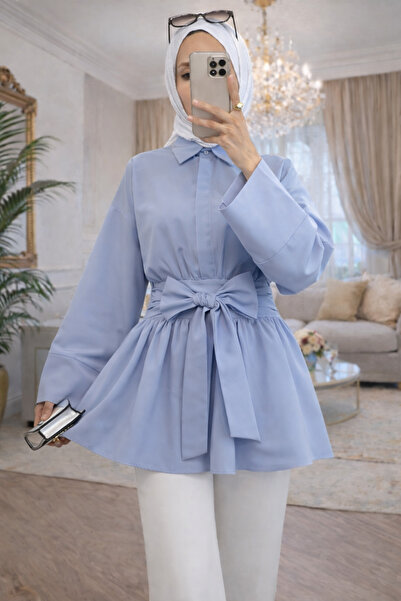 bellura Düğmeli Beli Bağlamalı Yanı Fermuarlı Tunik