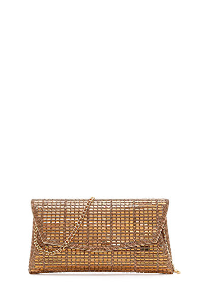 Derimod Women's Gold Long Chain Strap Stone Mini Evening Dress Portfolio Bag ...