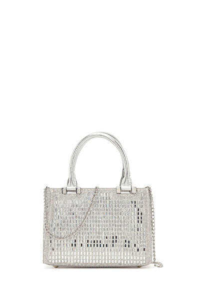 Derimod Women's Silver Long Chain Strap Stone Mini Evening Dress Bag 26Pbd2962Ts