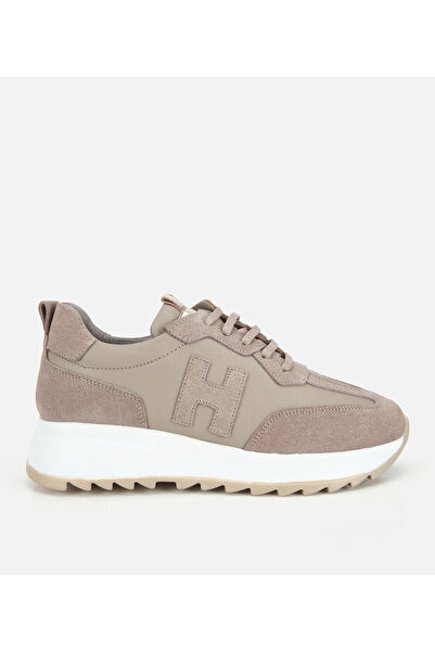 Hotiç Kadın Süet Deri Vizon Yüksek Tabanlı Spor Ayakkabı