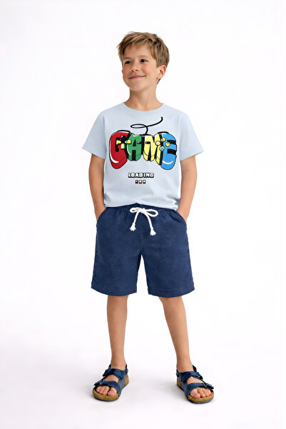 BABY SPORT Children's Summer Bottom and Top Set Cotton in 1 Game Printed Shor...