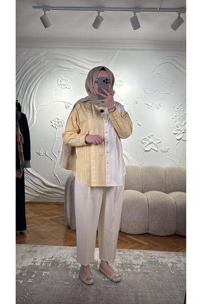 Tığ Triko Line Pattern Mix Shirt