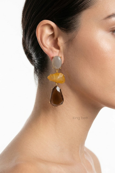 King Bee أقراط متدلية متعددة الألوان للنساء من ثري مرصّع بالأحجار |   أقراط ف...