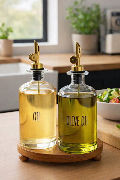 LOVER'S KİTCHEN aradığınız herşey 2'li Gold Başlıklı Cam Yağdanlık Seti - Dam...