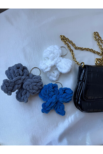 MODİNOVA Puffy Ribbon Keychain - 100% Hand Knitted Gift