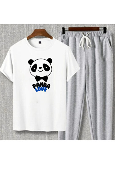 LAVİTTA Panda Printed Sweatpants and T-Shirt - Jogger Pants T-Shirt Bottom To...