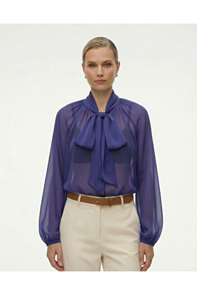 BY SE'MAS WEAR Chiffon Belted Draped Stylish Blouse