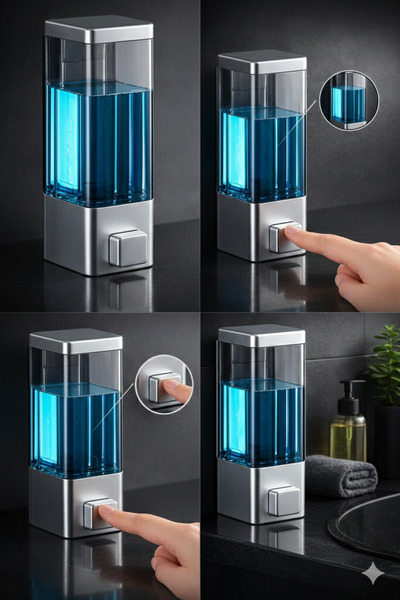 seahome 4 Pieces Adhesive Wall Mounted Bathroom and Kitchen Manual Liquid Soa...