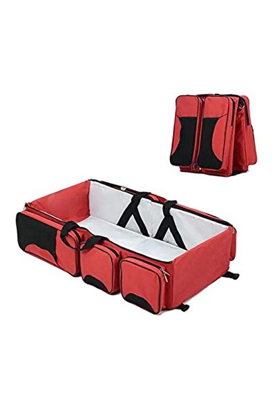 Arabest 4-in-1 Multifunctional Baby Diaper Bag with Waterproof Cushioning, Red