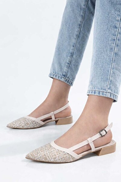 bolmar Kadın Tena Keten Arkası Açık Sivri Burun Babet