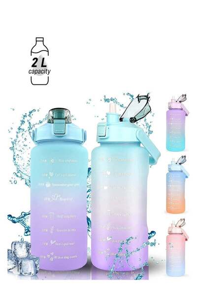 Arabest 2L Inspirational Water Bottle with Straw, Sports Fitness Bottle, Leak...
