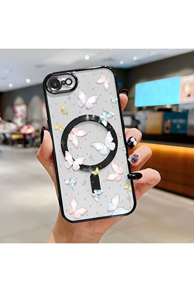 ucuc iPhone 7/8/SE 2020 2022 Uyumlu Şeffaf Arka Yüzeyli Manyetik Darbeye Daya...