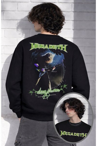 Fuddy Moda سويت شيرت بدون قلنسوة برقبة دائرية للجنسين من Megadeth مقاس مطبوع