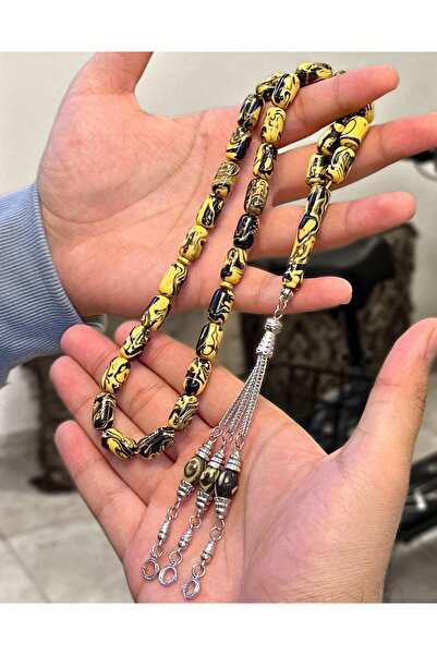 NAMAT Amber dust 33 count cylindrical shape islamic prayer bead rosary for dh...