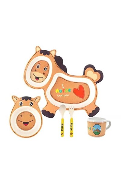 Arabest طقم عشاء مكون من 5 قطع برسومات كرتونية، طبق ملون مقسم للأطفال